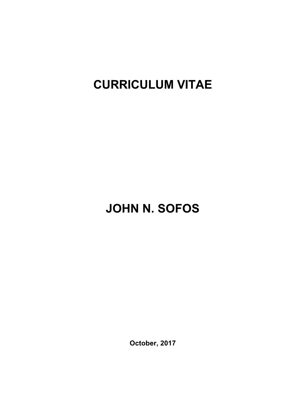 Curriculum Vitae John N. Sofos