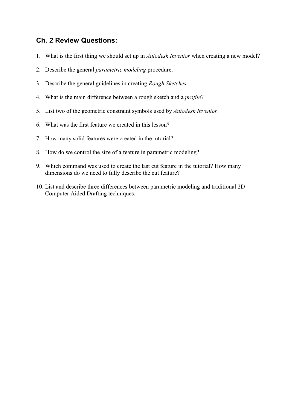 Ch. 2 Review Questions