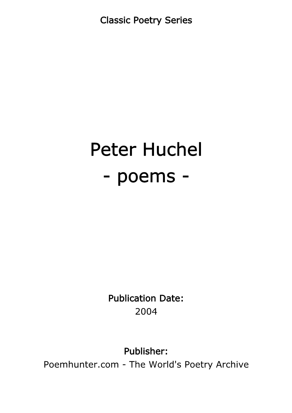 Peter Huchel - Poems