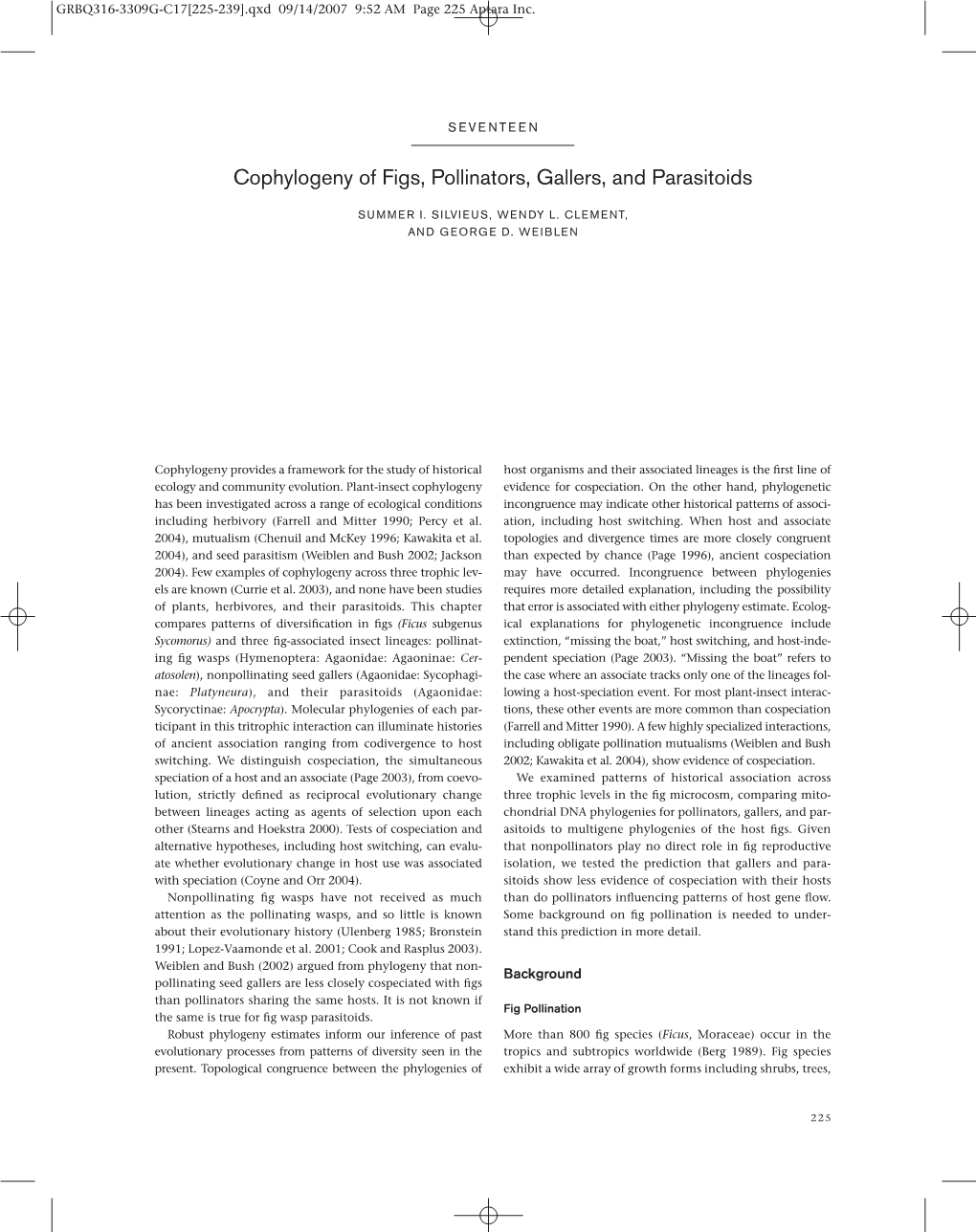 Cophylogeny of Figs, Pollinators, Gallers, and Parasitoids