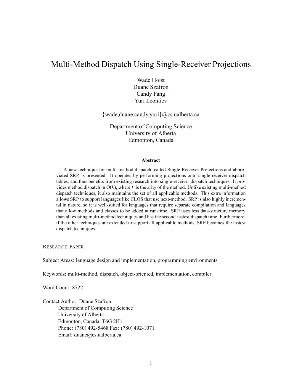 Multi-Method Dispatch Using Single-Receiver Projections