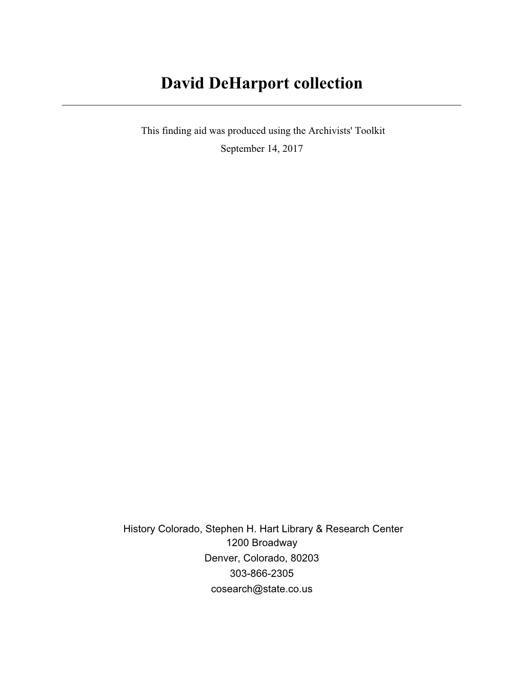 David Deharport Collection