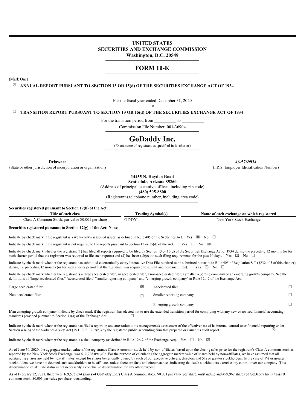 Godaddy Inc. (Exact Name of Registrant As Specified in Its Charter)