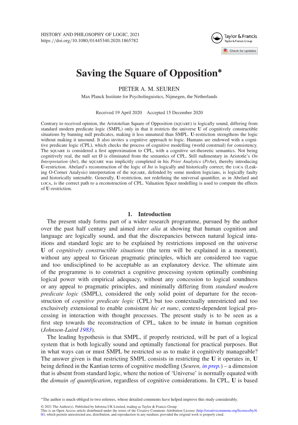 Saving the Square of Opposition∗