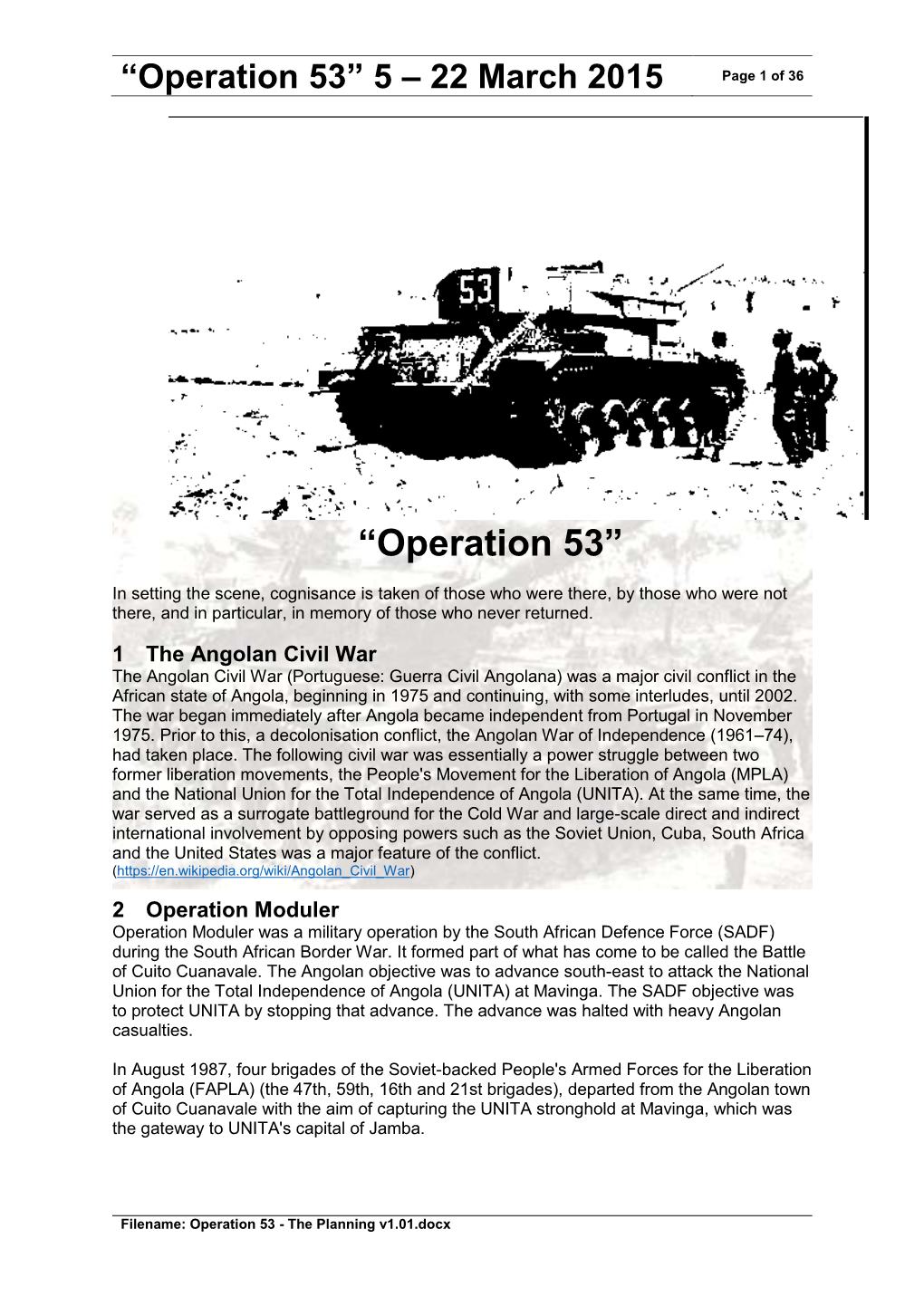 “Operation 53” 5 – 22 March 2015