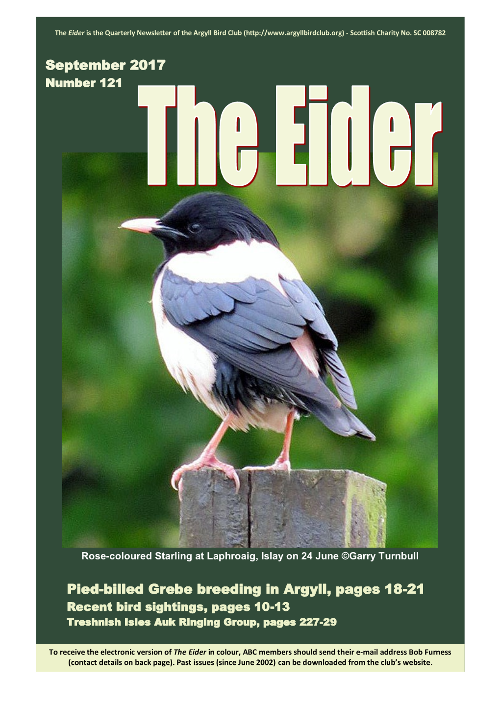 Pied-Billed Grebe Breeding in Argyll, Pages 18-21 Recent Bird Sightings, Pages 10-13 Treshnish Isles Auk Ringing Group, Pages 227-29