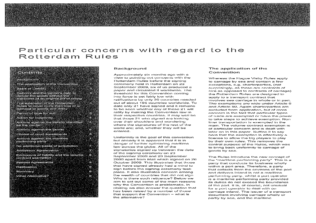 Particular Concerns with Regard to the Rotterdam Ides