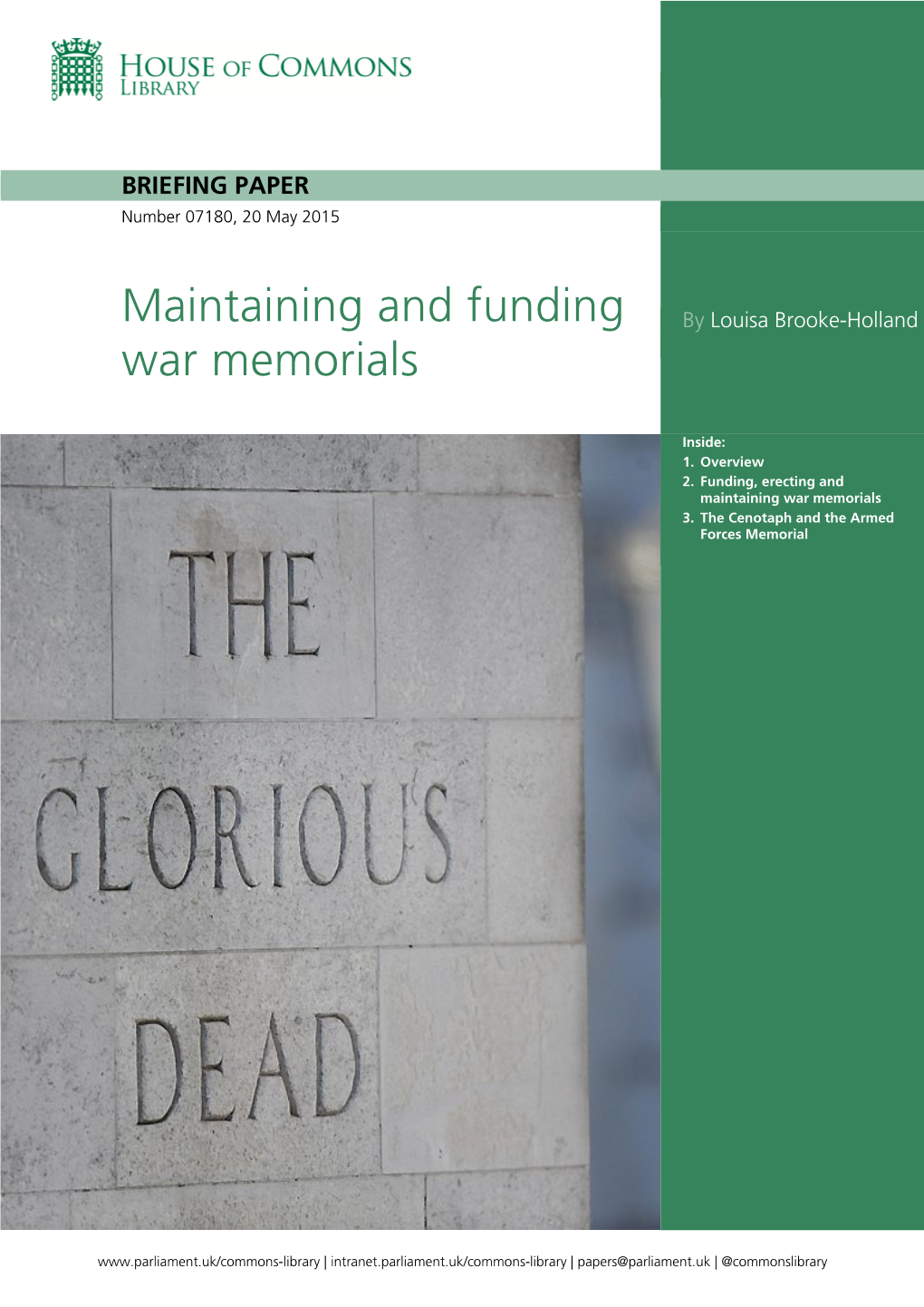 Maintaining and Funding War Memorials