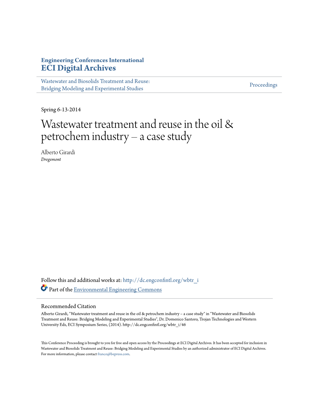 Wastewater Treatment and Reuse in the Oil & Petrochem Industry