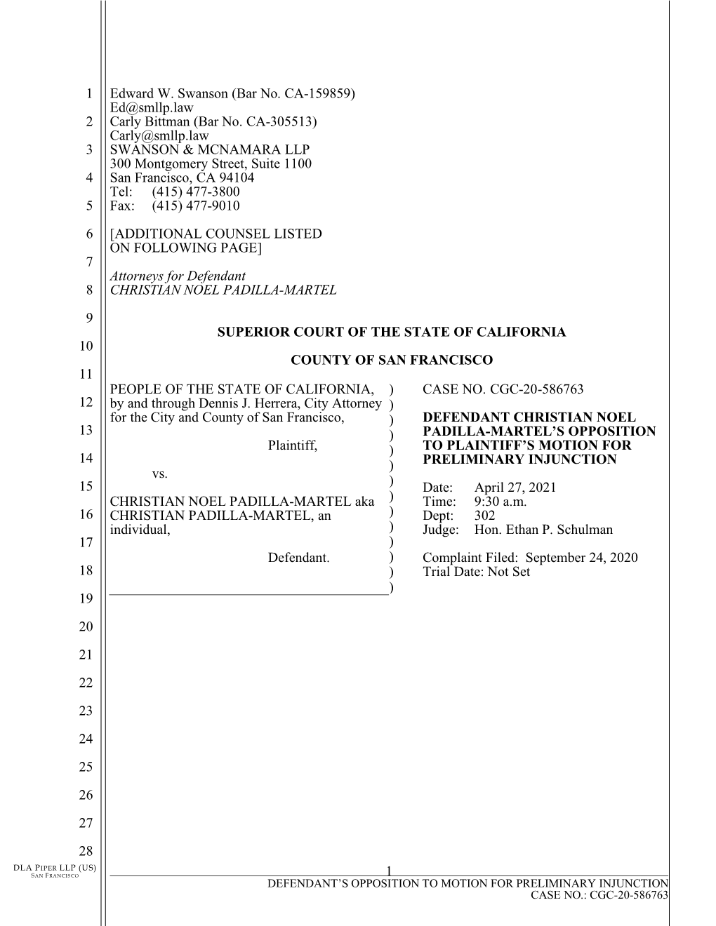 ACLU's Opposition to Motion for Preliminary Injunction