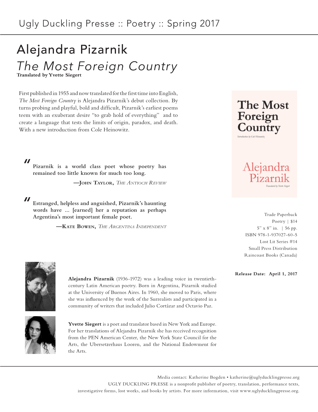 Alejandra Pizarnik the Most Foreign Country