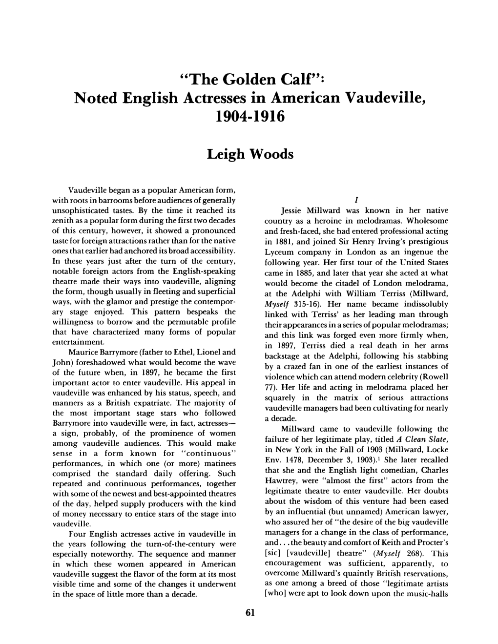 Noted English Actresses in American Vaudeville, 1904-1916