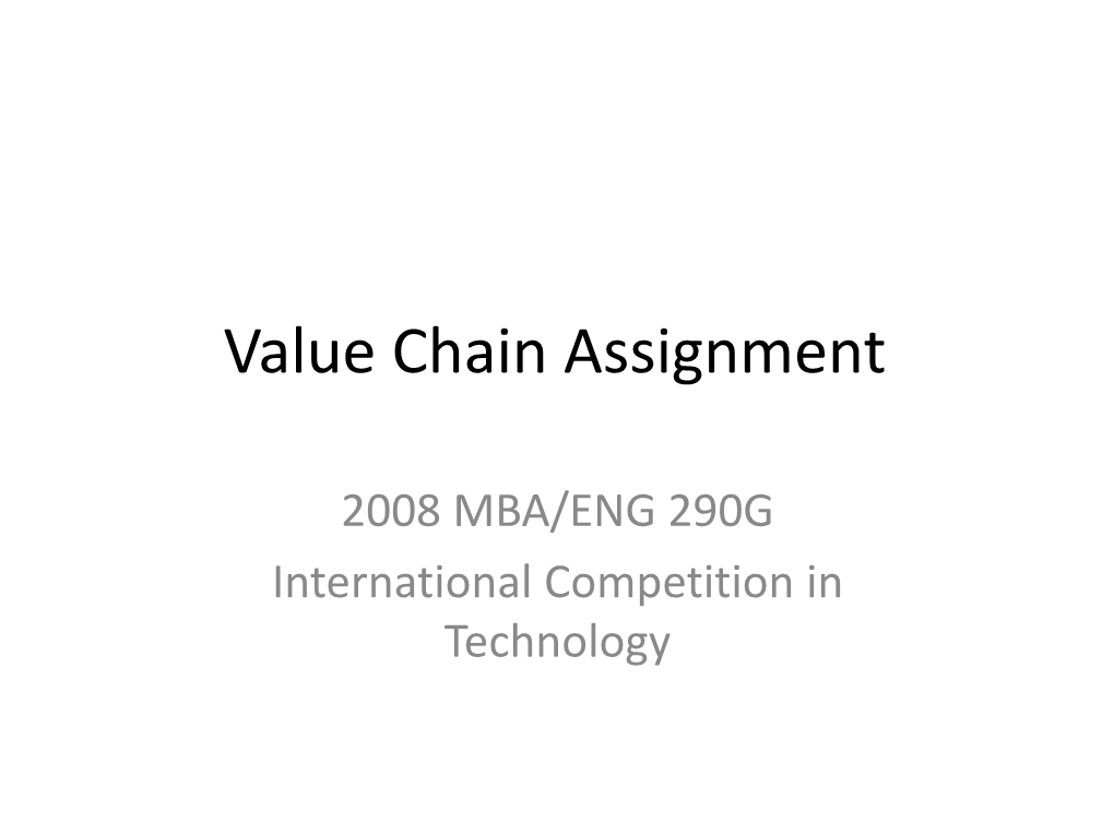 Value Chain Assignment