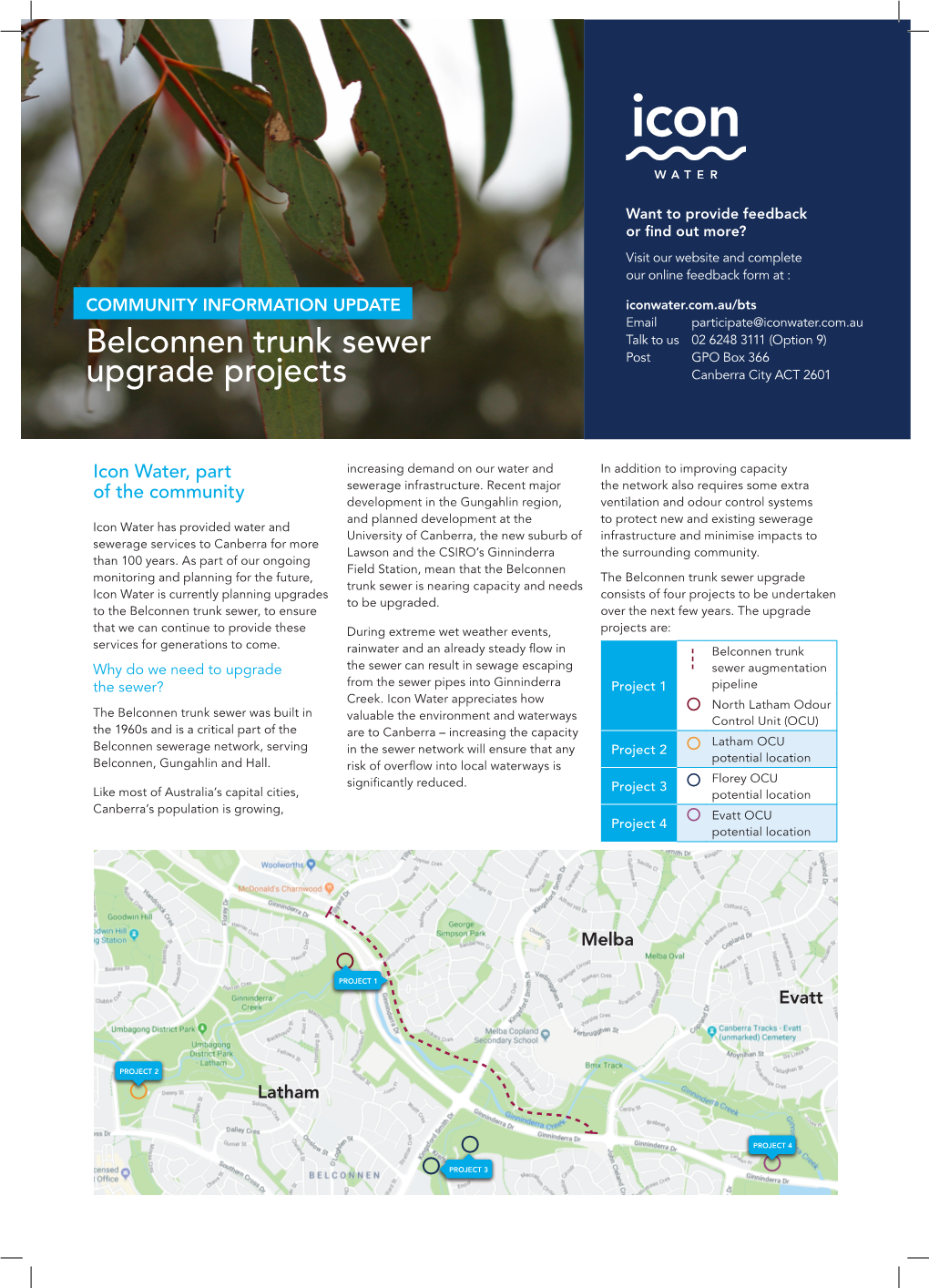 Belconnen Trunk Sewer Upgrade Projects