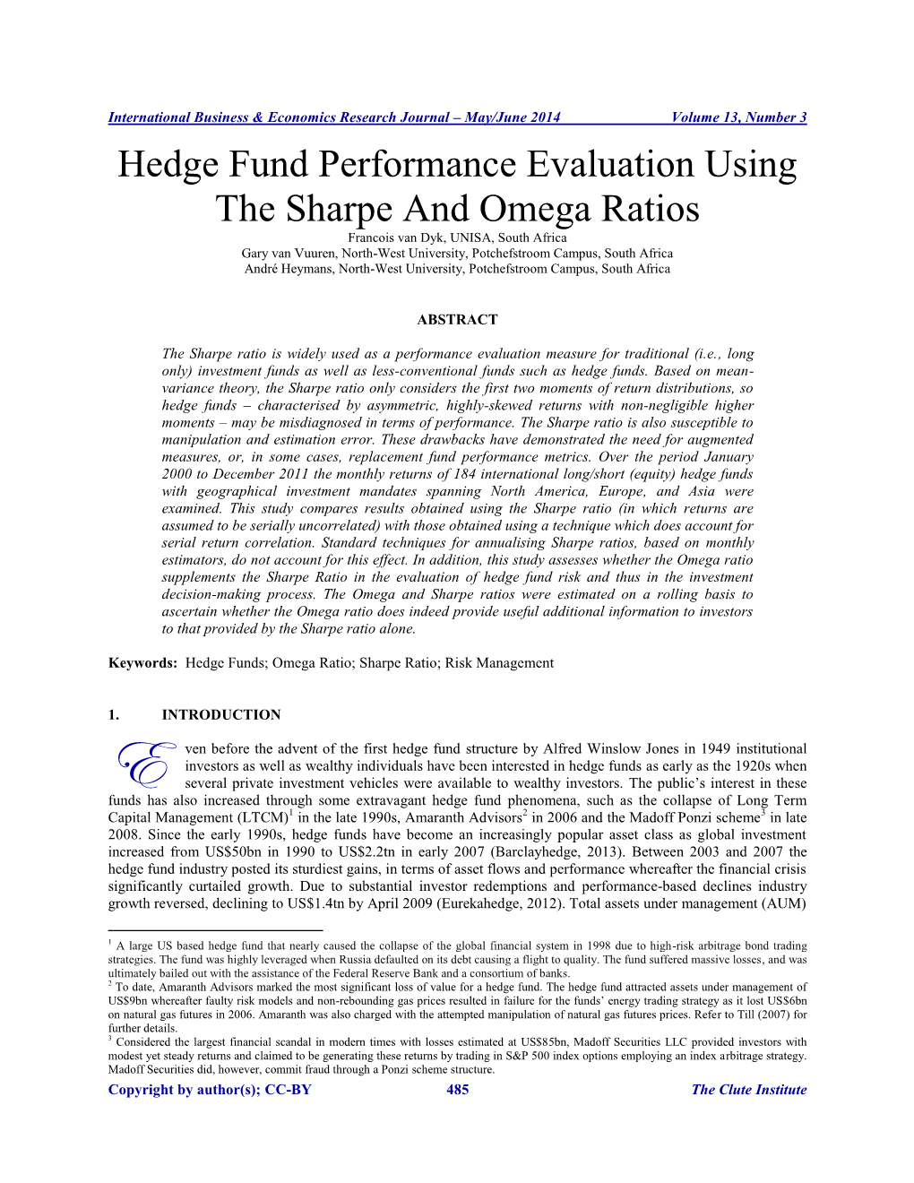 Hedge Fund Performance Evaluation