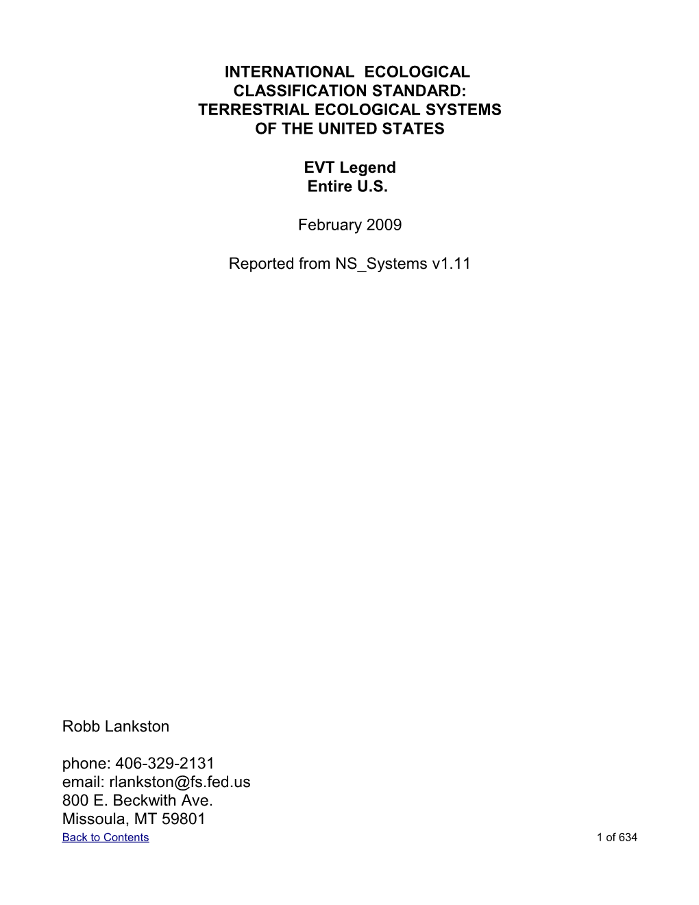 International Ecological Classification Standard: Terrestrial Ecological Systems of the United States