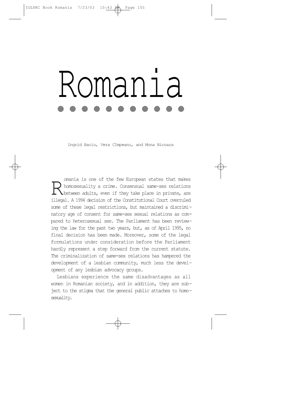 IGLHRC Book Romania 7/23/03 10:43 AM Page 155