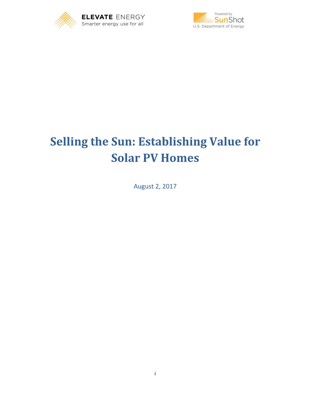 Selling the Sun: Establishing Value for Solar PV Homes