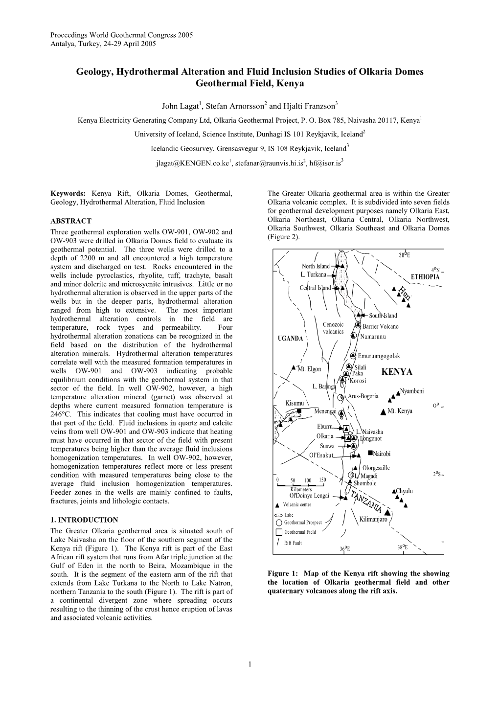 Geology, Hydrothermal Alteration and Fluid Inclusion Studies of Olkaria Domes Geothermal Field, Kenya