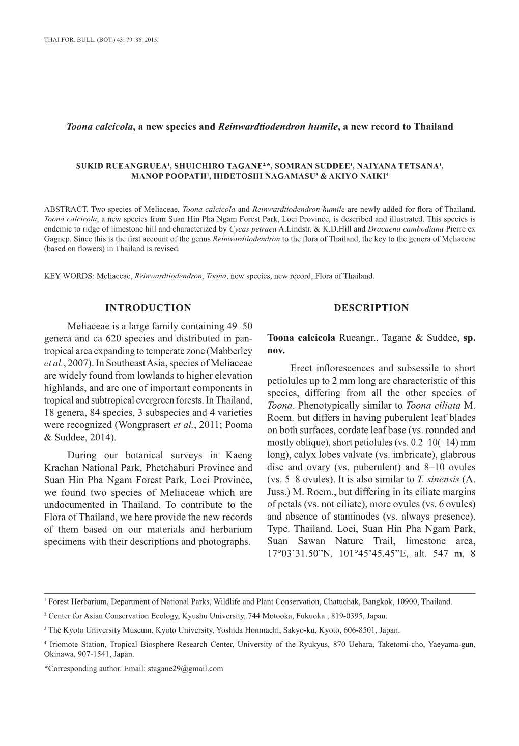 INTRODUCTION Meliaceae Is a Large Family Containing 49–50 Genera