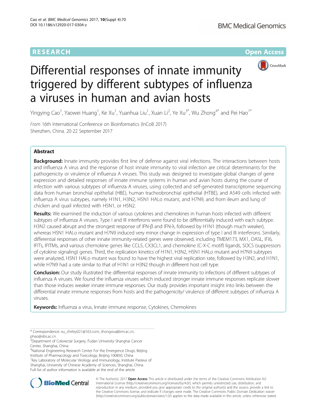 Downloaded Genes (Degs) in Ileum and Lung of Chicken Infected with H5N1 and from "Japanese Quail (Coturnix Japonica) Genome Se- H5N2