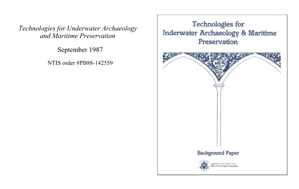 Technologies for Underwater Archaeology and Maritime Preservation