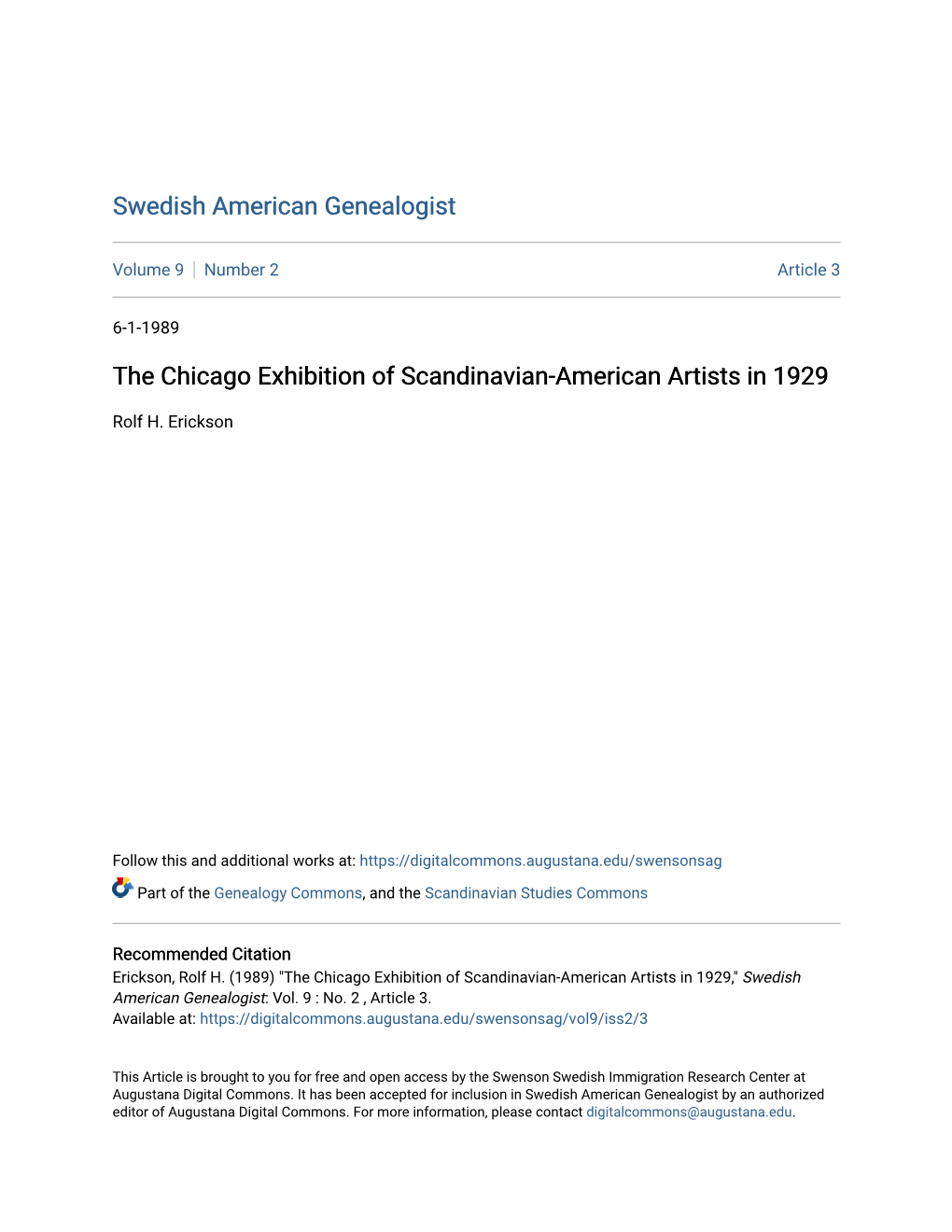 The Chicago Exhibition of Scandinavian-American Artists in 1929