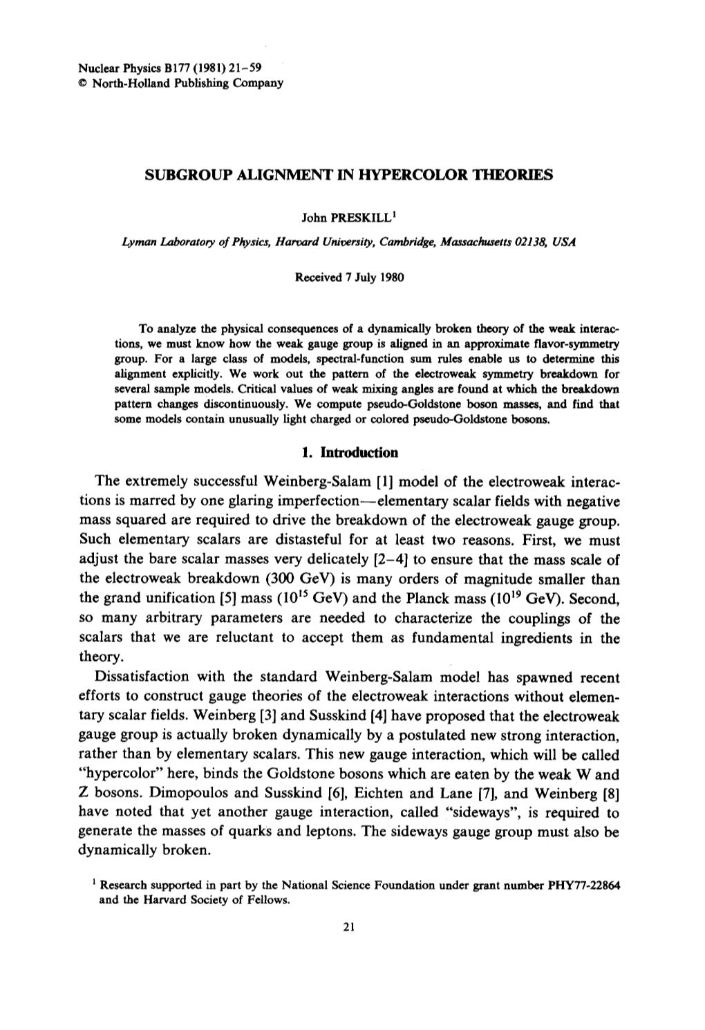 Subgroup Alignment in Hypercolor Theories