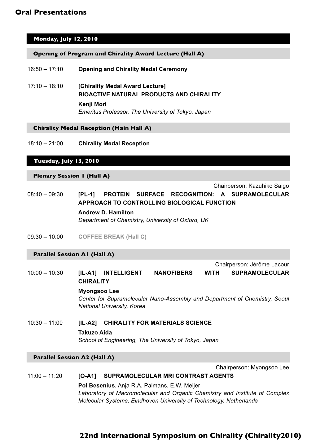 Scientific Program (Oral Presentations)