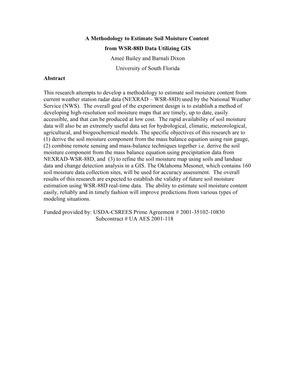 A Methodology to Estimate Soil Moisture Content from WSR-88D Data