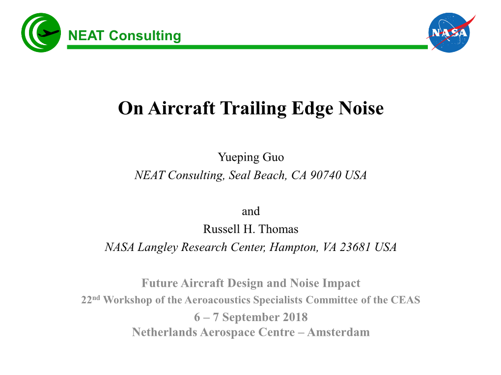 On Aircraft Trailing Edge Noise