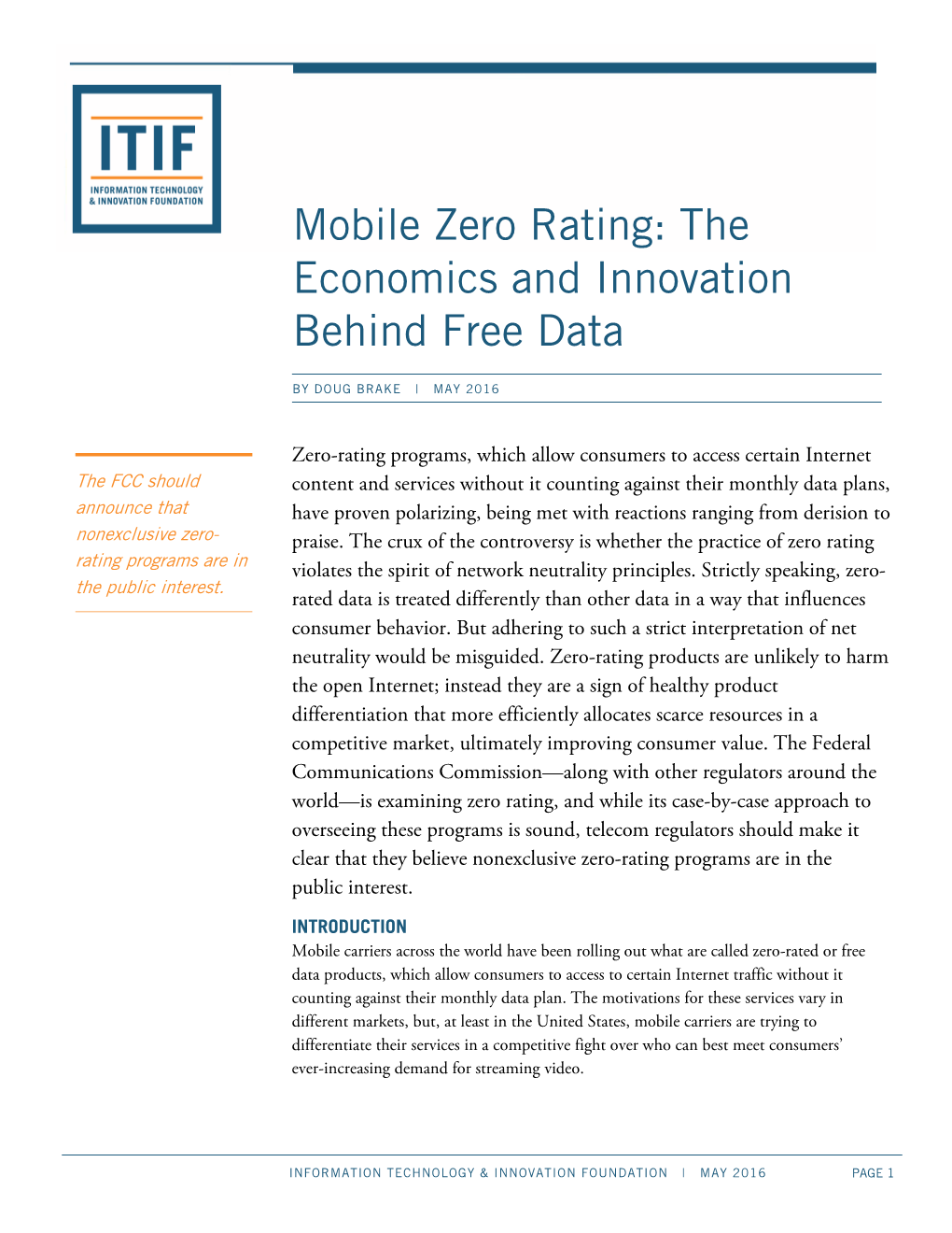 Mobile Zero Rating: the Economics and Innovation Behind Free Data