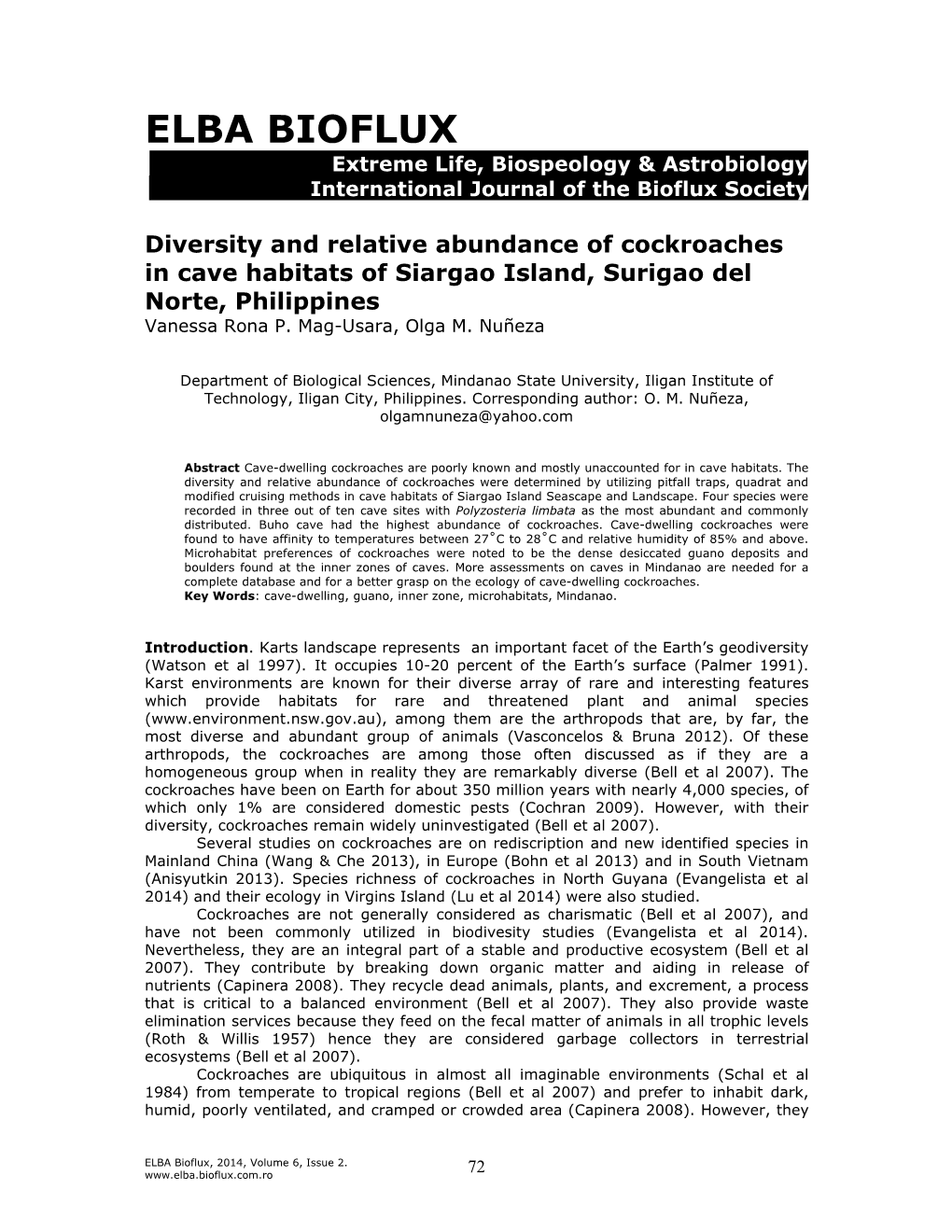 Mag-Usara V. R. P., Nuñeza O. M., 2014 Diversity And