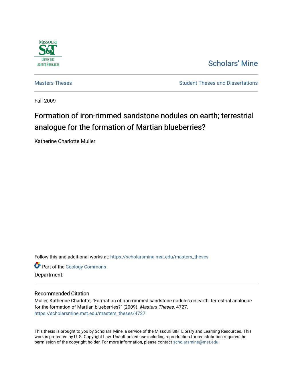 Formation of Iron-Rimmed Sandstone Nodules on Earth; Terrestrial Analogue for the Formation of Martian Blueberries?