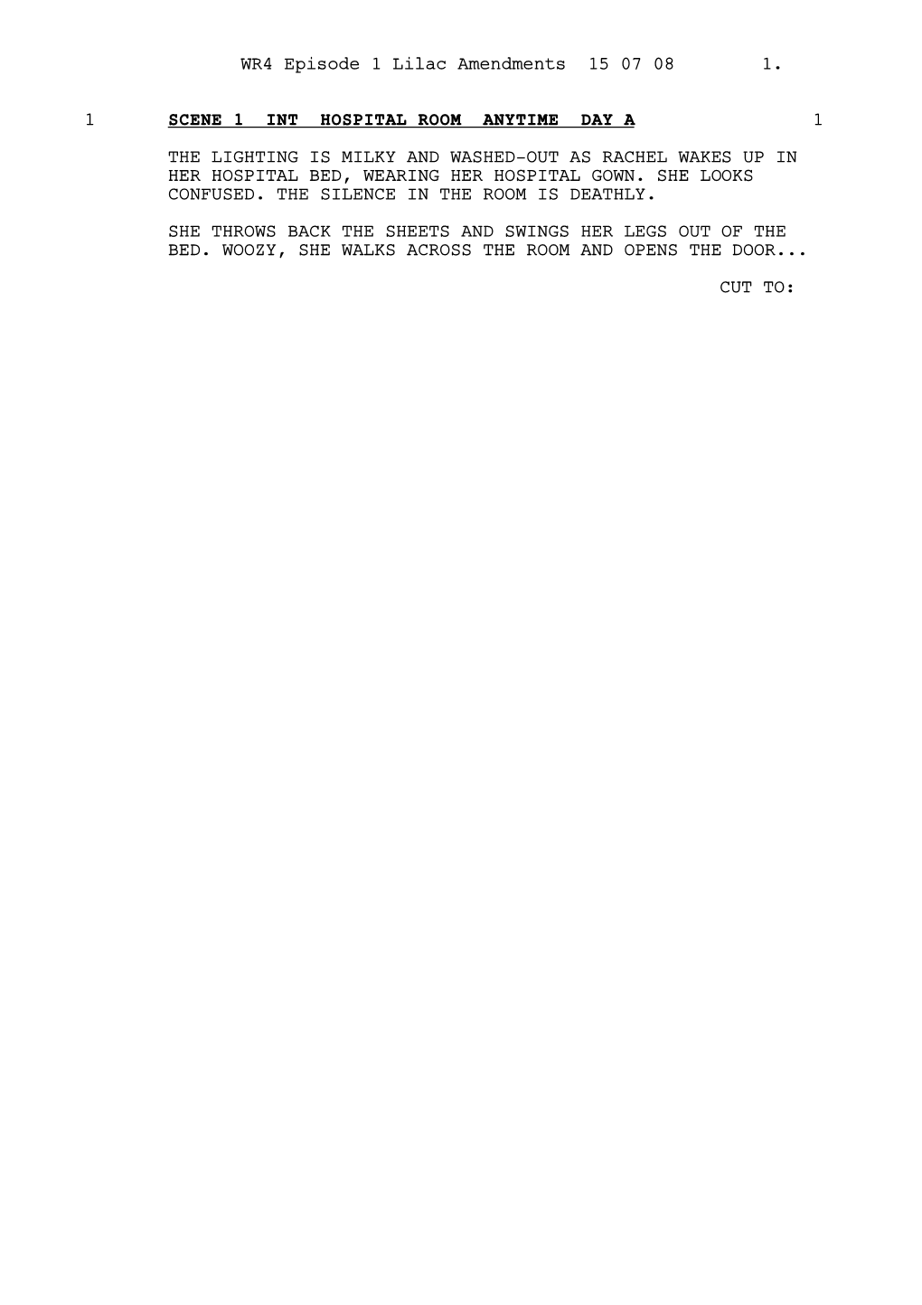 WR4 Ep 1 Shooting Script Script