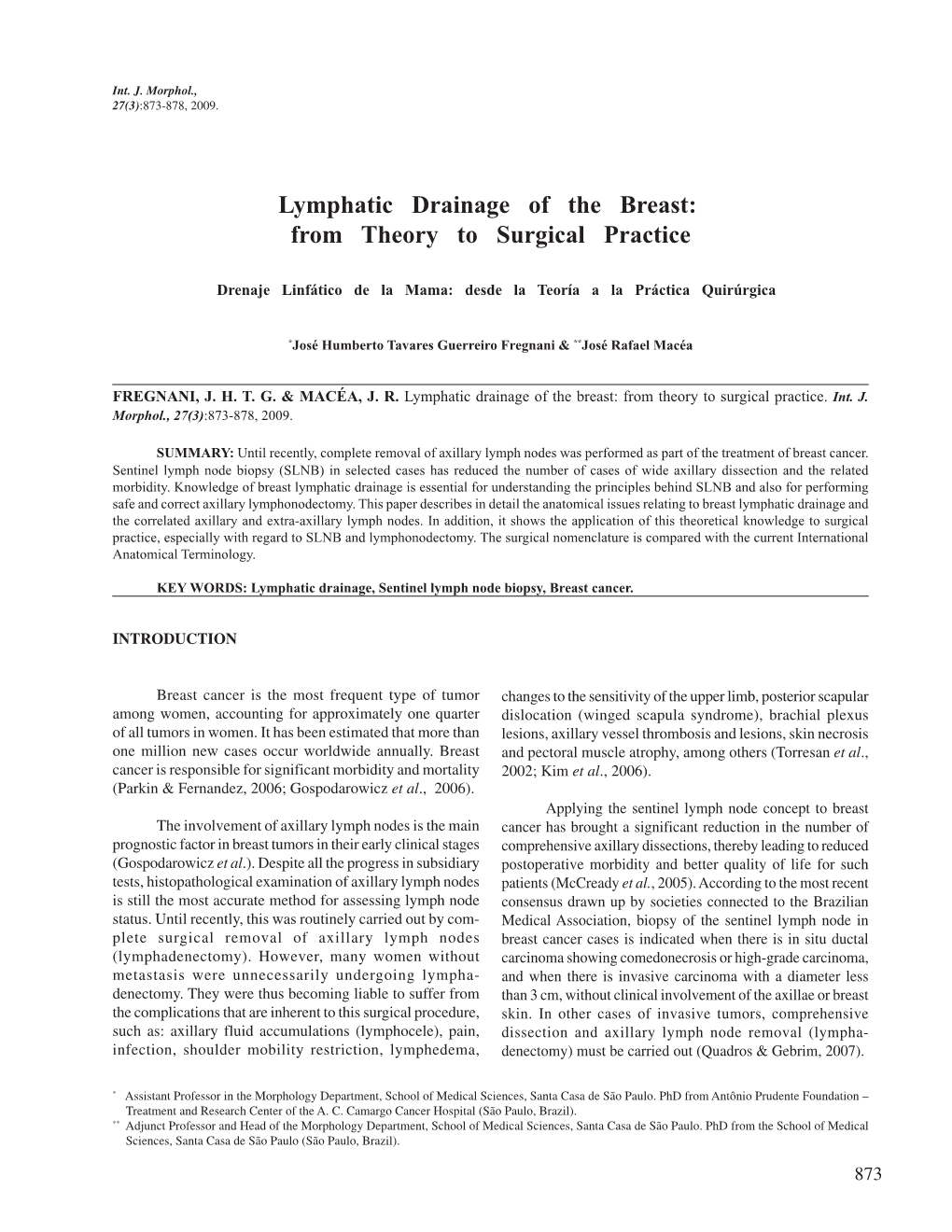 Lymphatic Drainage of the Breast: from Theory to Surgical Practice