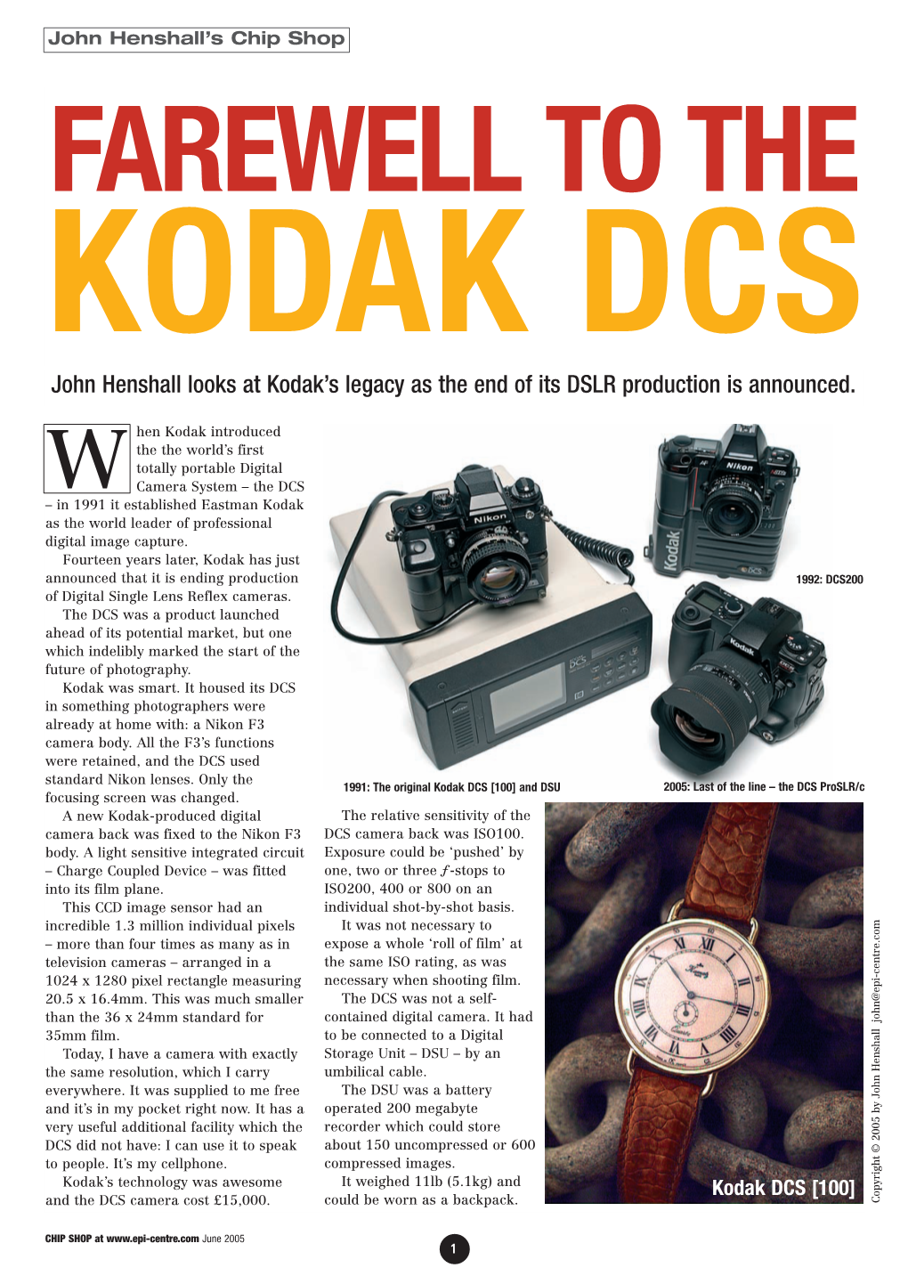 Farewell to the Kodak DCS Dslrs