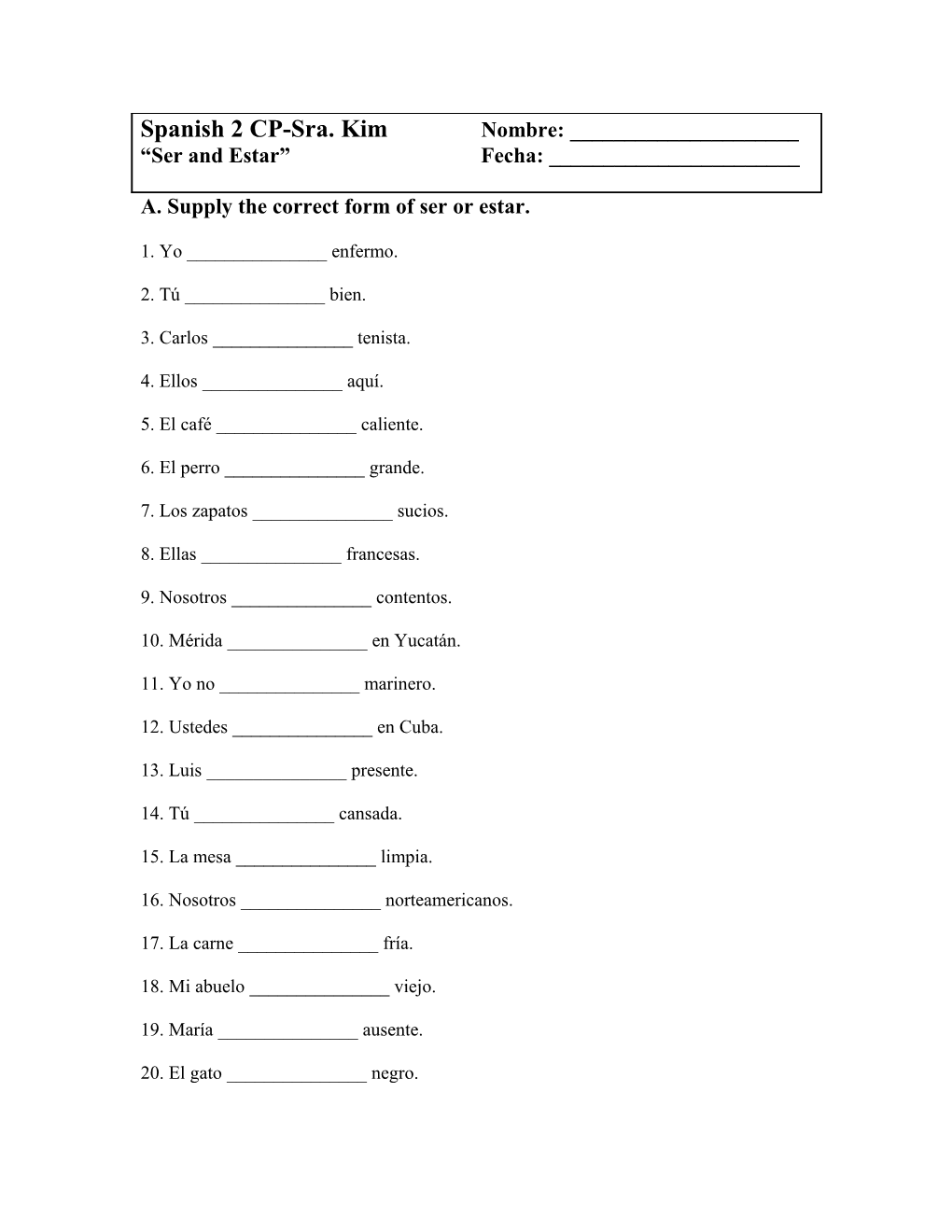 Spanish 2 CP-Sra