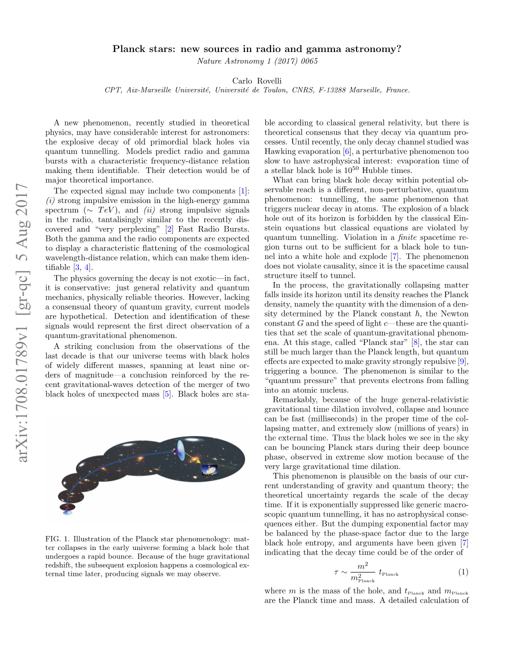 Planck Stars: New Sources in Radio and Gamma Astronomy? Nature Astronomy 1 (2017) 0065