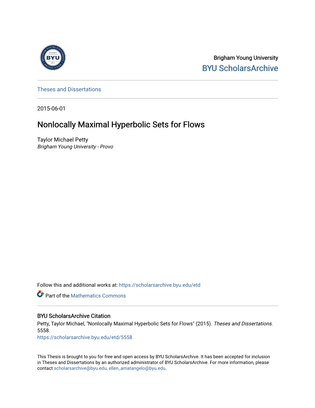 Nonlocally Maximal Hyperbolic Sets for Flows