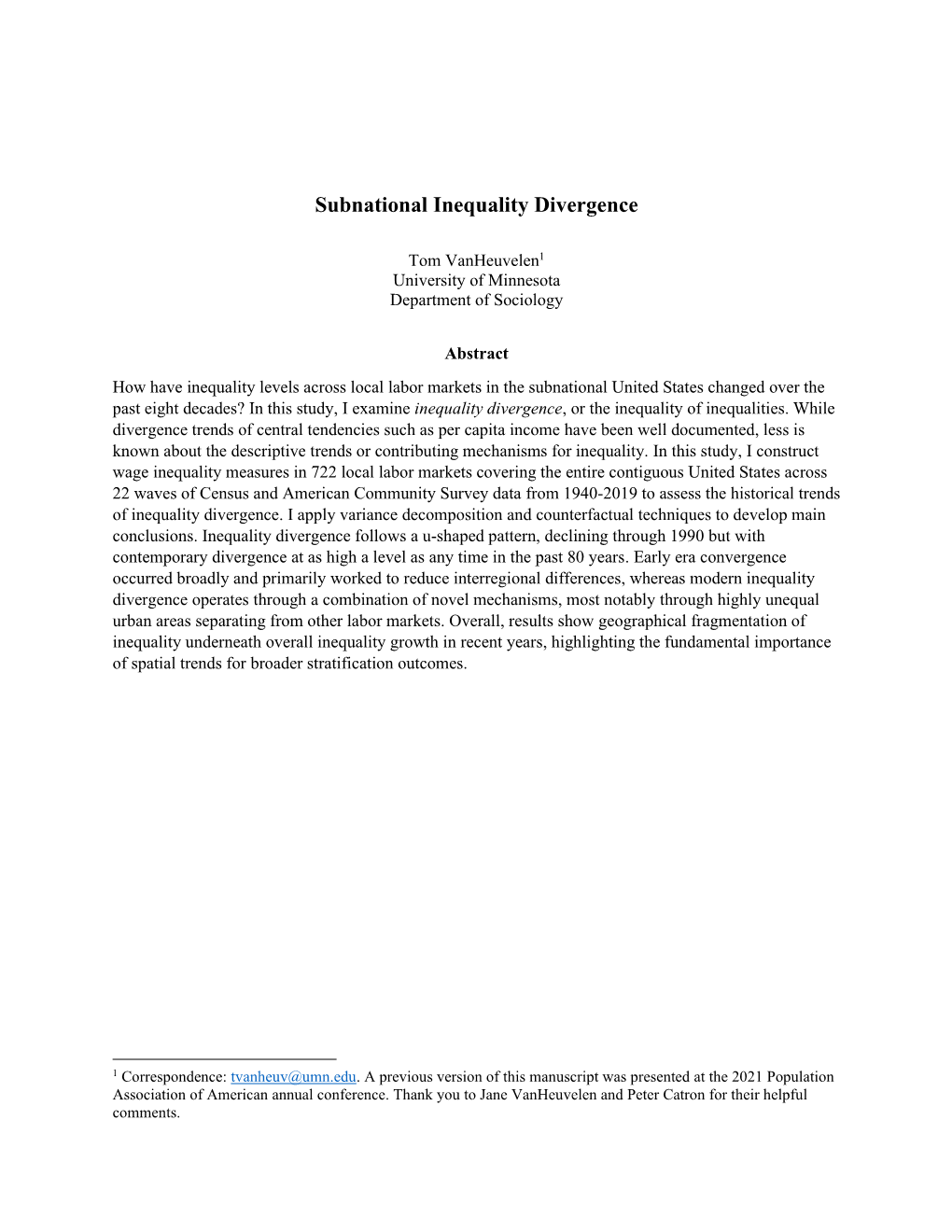 Subnational Inequality Divergence