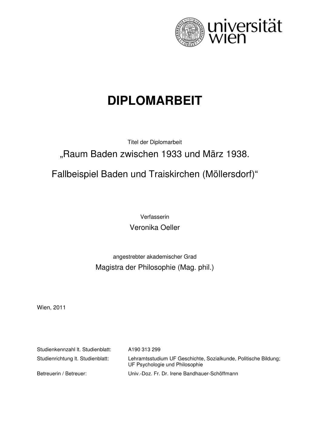 Raum Baden Zwischen 1933 Und März 1938. Fallbeispiel