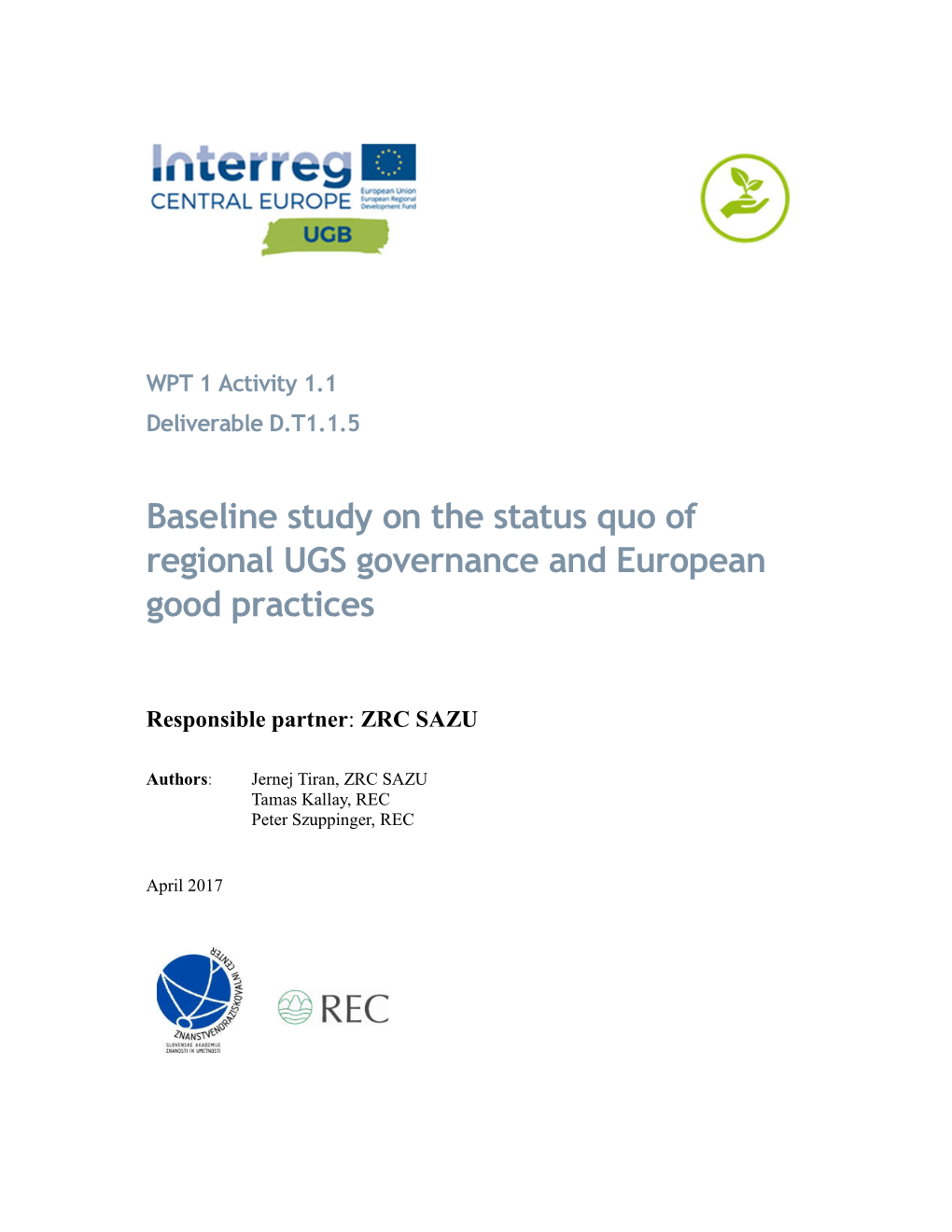 Baseline Study on the Status Quo of Regional UGS Governance and European Good Practices