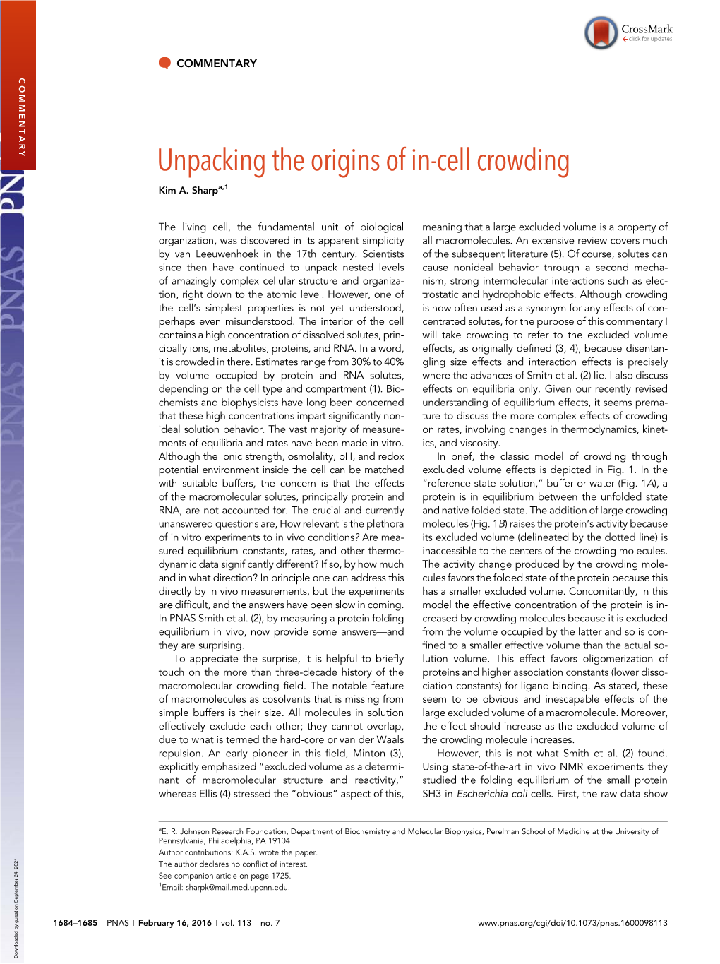 Unpacking the Origins of In-Cell Crowding Kim A