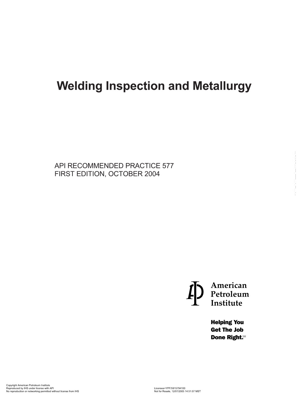 Welding Inspection and Metallurgy