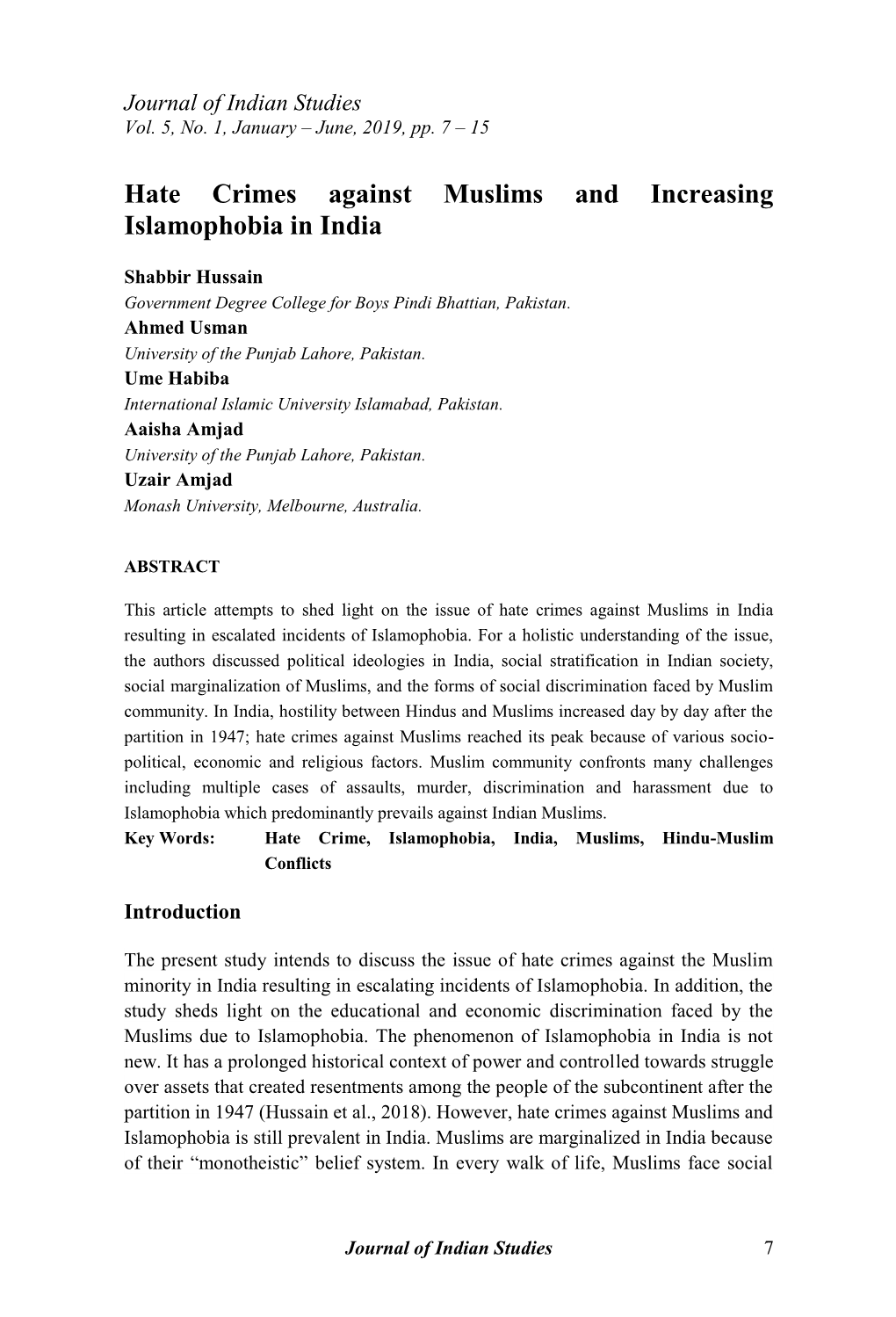 Hate Crimes Against Muslims and Increasing Islamophobia in India