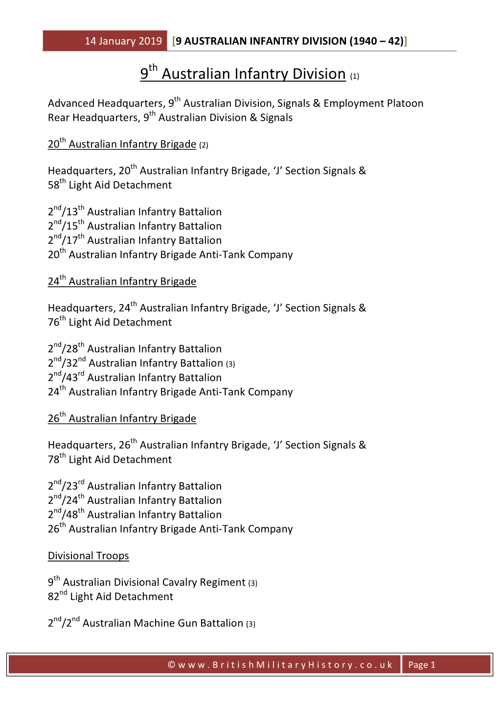 9 Australian Infantry Division (1941-42)