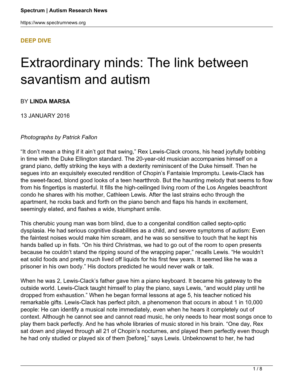 Extraordinary Minds: the Link Between Savantism and Autism