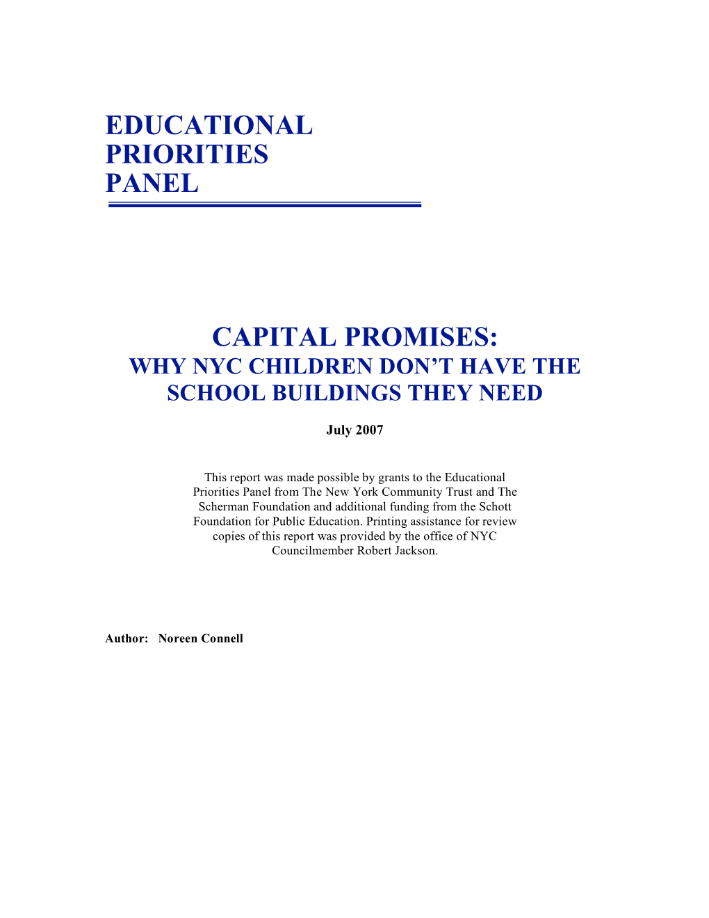 Educational Priorities Panel Capital Promises