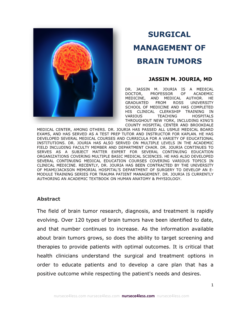 Surgical Management of Brain Tumors